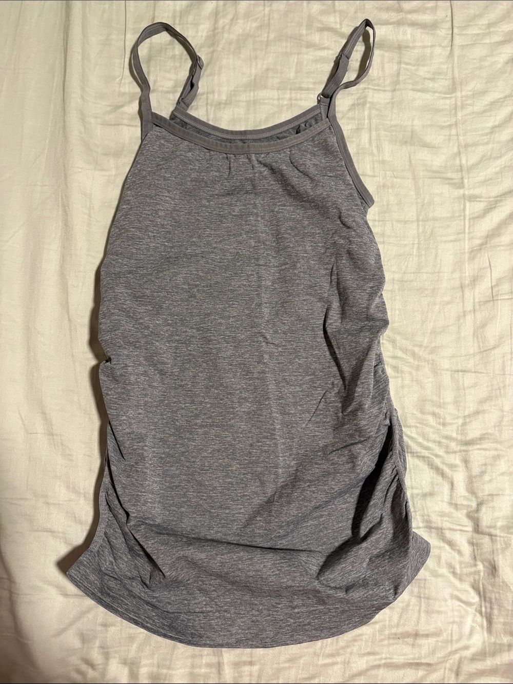 Women’s Gray Maternity Adjustable-Strap Tank Top